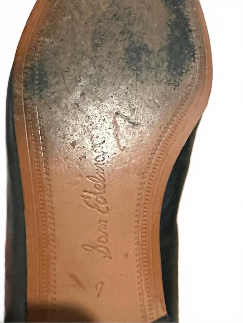 Sam Edelman Black Leather Loafers with Gold Chain Accent - Picture 3 of 3